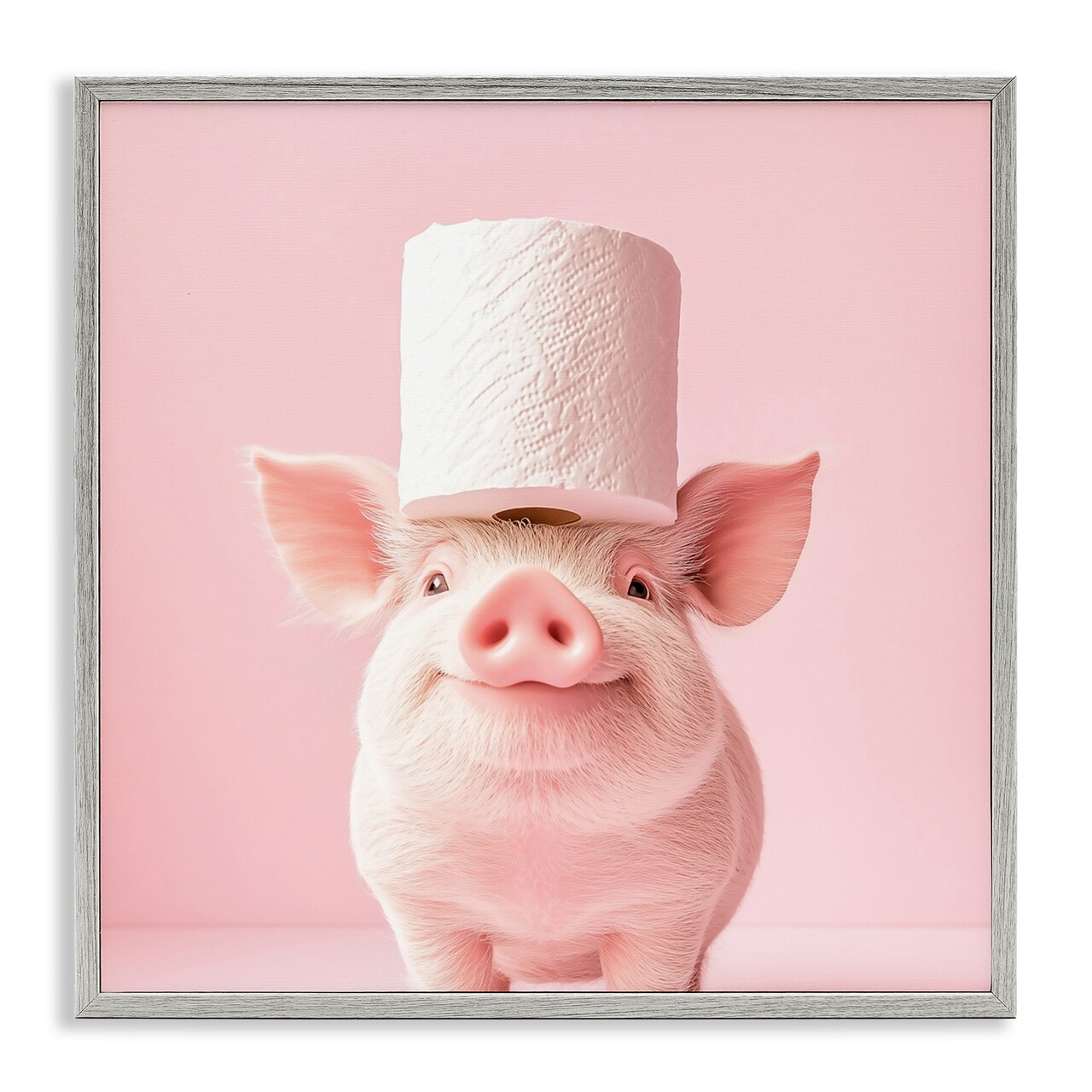 Stupell Industries Silly Piggy Pink Toilet Paper Framed Giclee, design by Heidi Kuntz